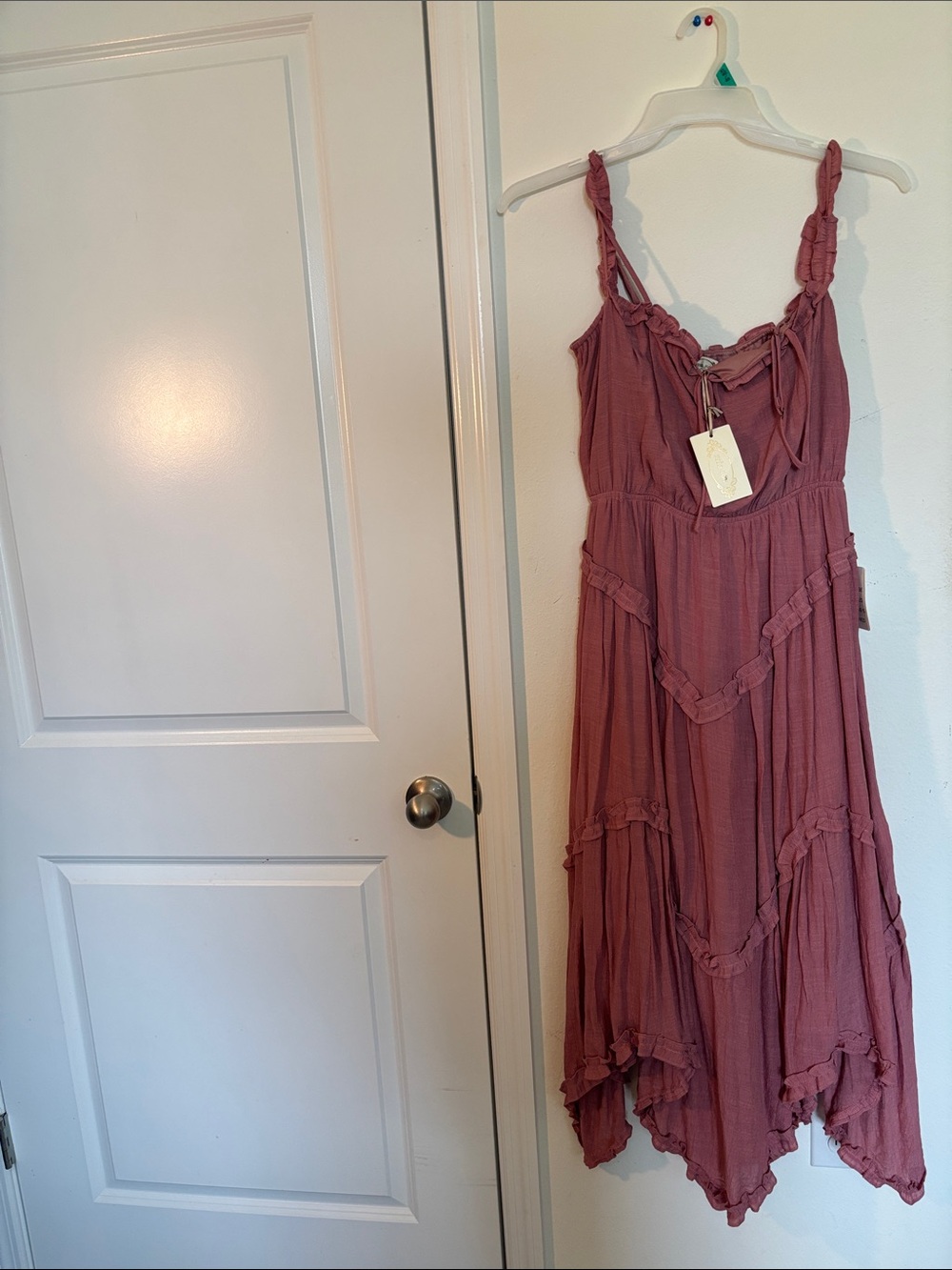 High-Low Tiered Maxi Dress in Mauve Pink